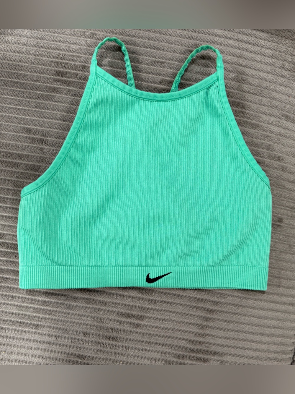 Nike Green Ribbed Sports Bra Crop Top